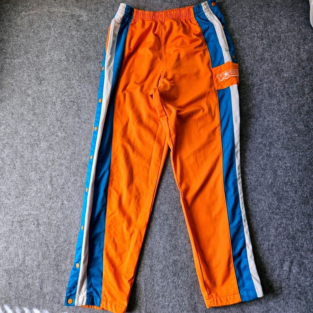 Phenom Orange Blue White Tearaway Track Pants Mens Large Snap Side Breakaway